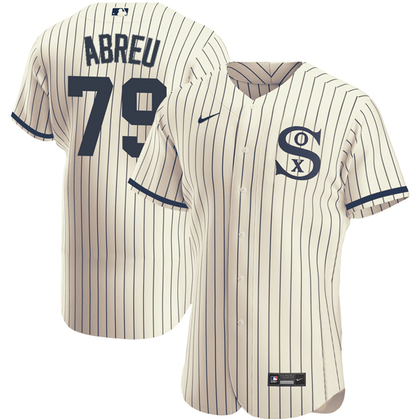 Men's Chicago White Sox #79 Jose Abreu 2021 Cream/Navy Field of Dreams Name&Number Flex Base Stitched Jersey